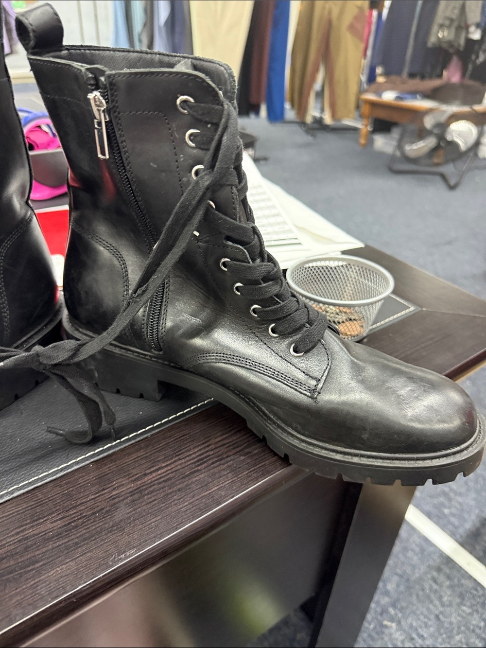 Steve Madden Black Combat Moto Boots